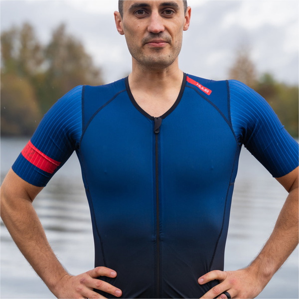 2025 HUUB Mens Pro Aero Open Zip Tri Suit 4882PROOZSSTS - Blue / Black